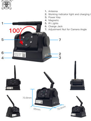 Camera di backup magnetica wireless con batteria, vista posteriore WiFi mobile per furgone, camion e veicolo, compatibile con IOS / Android