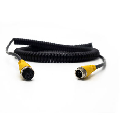 Cavo di prolunga per aviazione a 4 pin retrattile a spirale impermeabile schermato Cavo a molla a spirale per telecamera per rimorchio per camion Personalizzato in fabbrica
