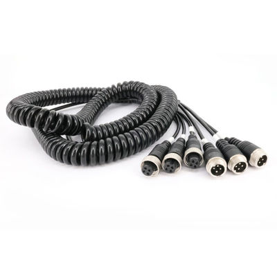 Cavo AV a spirale con splitter a 4 pin, cavo a molla per rimorchio in nylon, adattatore con spina aeronautica in rame per applicazioni di alimentazione