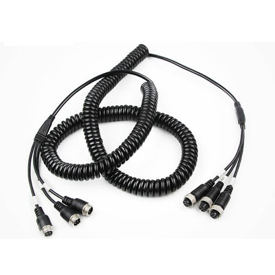Cavo retrattile per rimorchio Spina aeronautica a 4 pin Cavo a spirale con guaina in TPU per impieghi gravosi da 8 M per sistema di monitoraggio del semirimorchio