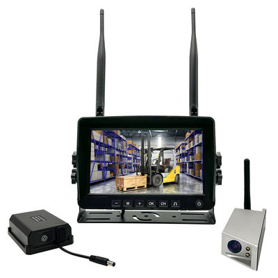 Sistema di telecamere per retrovisione senza fili HD da 7 pollici per carrelli elevatori DVR 1080P IP68 Copertura completa del veicolo con batteria magnetica impermeabile