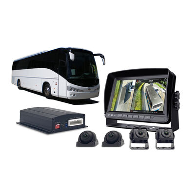 Sistema di sorveglianza autobus a 360° con quattro telecamere, display HD e sensori di parcheggio per una copertura completa del veicolo