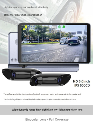 Specchietto retrovisore elettronico a doppia lente 1080P Display ad alta luminosità da 6 pollici Corpo in alluminio ultrasottile Telecamera per specchietto retrovisore per veicolo impermeabile per auto