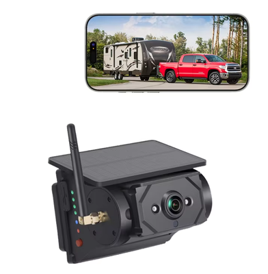Telecamera retromarcia wireless solare AHD con WiFi, batteria integrata, impermeabile, visione notturna, supporta telefoni iOS e Android per camper e camion Winnebago