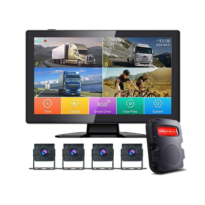 10.1 Inch 4 Channel Split Screen Car DVR Monitor, AHD Reverse Camera Front Rear View Truck Monitoring System with BSD Blind Spot Detection Function