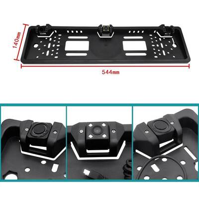 European License Plate Frame Backup Camera 4 LED Lights Rear View Camera Integrated Reversing Radar Parking Sensor System