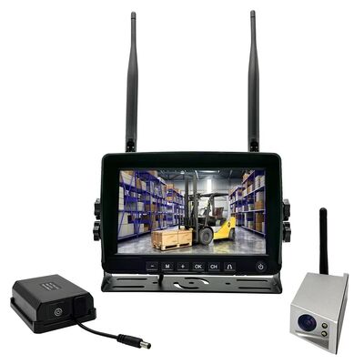 Kit telecamera solare wireless per carrello elevatore con batteria da 9600 mAh, supporto magnetico, monitor da 7 pollici e telecamera impermeabile IP68